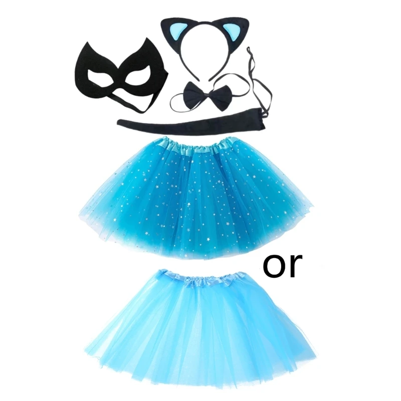 

Женский костюм для косплея, юбка с бантом, ожерелье, маска на лицо для девушек, костюм на Хэллоуин