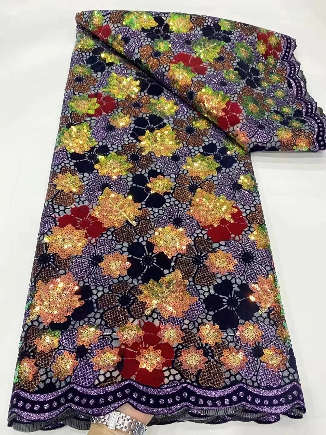 Роскошные нигерийские кружевные ткани с блестками африканская кружевная ткань
