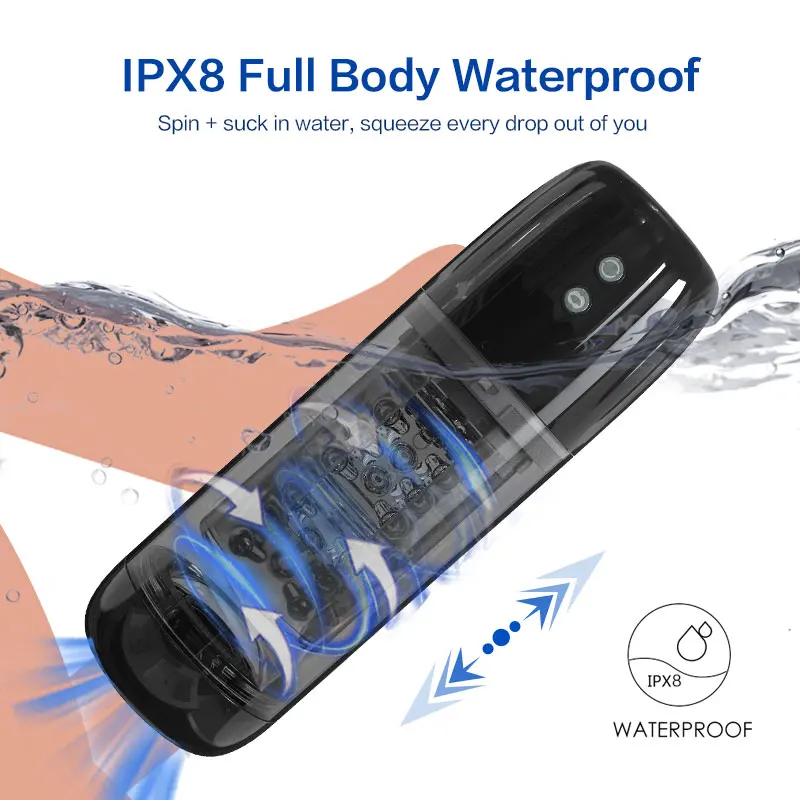 Male Masturbator Sexy Toy for Men IPX8 Waterproof Rotation Sucking Masturbation Cup 14 Modes Vaginal Masturbator Temptation Moan