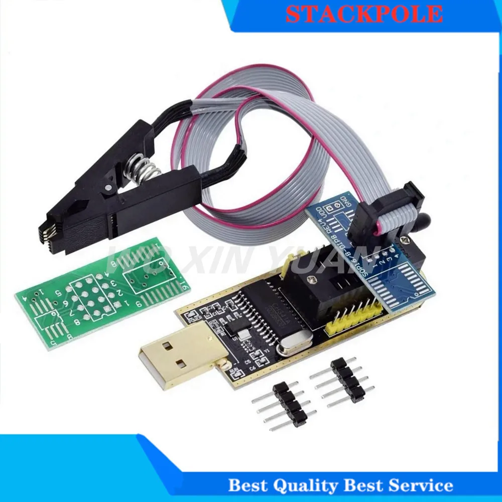 Программатор для EEPROM 93CXX / 25CXX/24CXX, модуль USB I21 CH341A 24 25 + зажим SOIC8 SOP8