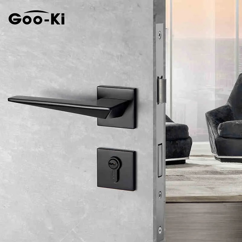 Goo-Ki Black Door Lock American Style Bedroom Handle Anti-theft Anti-rust Interior Green Bronze with Key | Обустройство дома