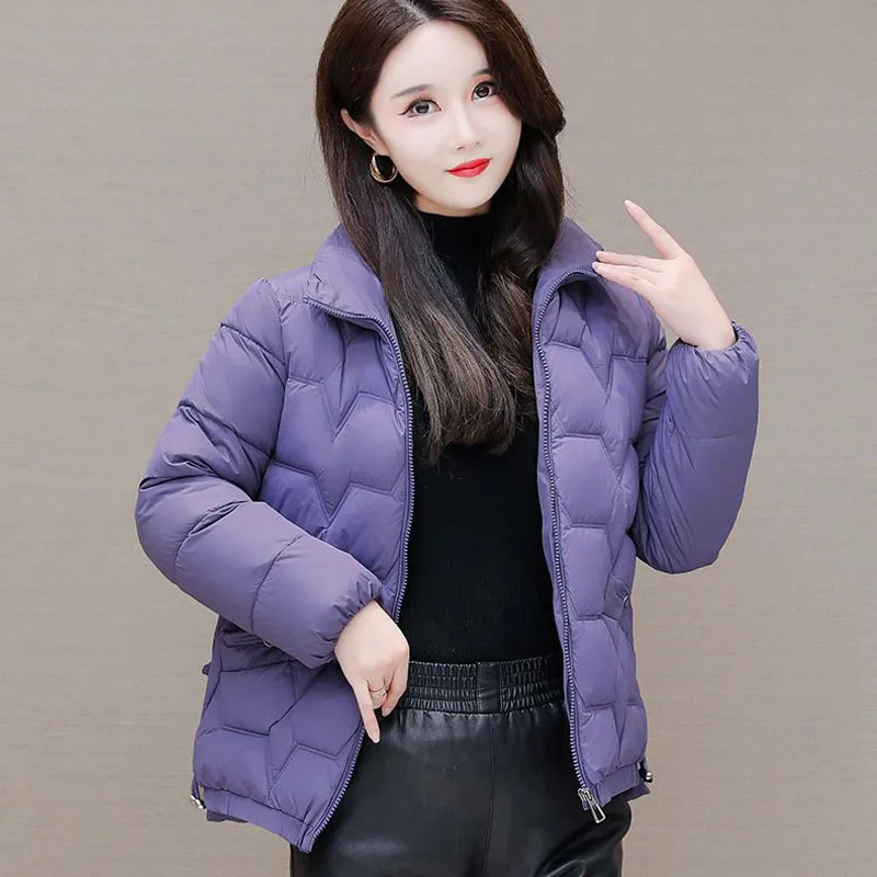 Parka Women's Coats Jackets 2022 Winter New Fashion Cotton-Padded Turtleneck Zipper Splicing Thickening Warm Skinny Parkas Woman