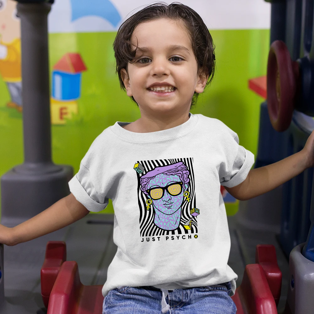 

Футболка детская с принтом в стиле психопоп, забавная хипстерская Одежда для мальчиков, повседневный Топ в стиле Tumblr, уличная одежда в стиле...