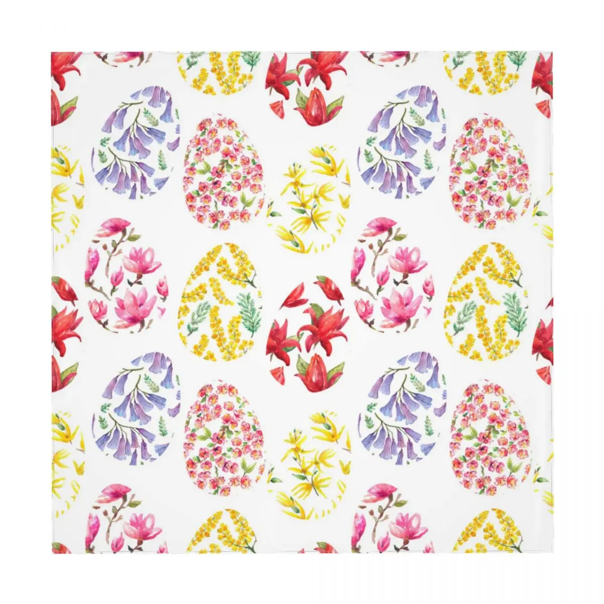 Пасхальная скатерть с изображением цветов и яиц дешевая винтажная для стола