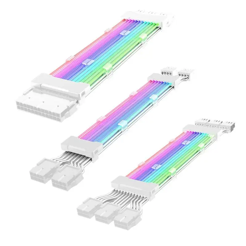 Комплект удлинительных кабелей для компьютерного блока питания 18AWG ARGB Sync PSU ATX 24PIN VGA GPU PCI-E 8PIN RGB цветные модульные кабели