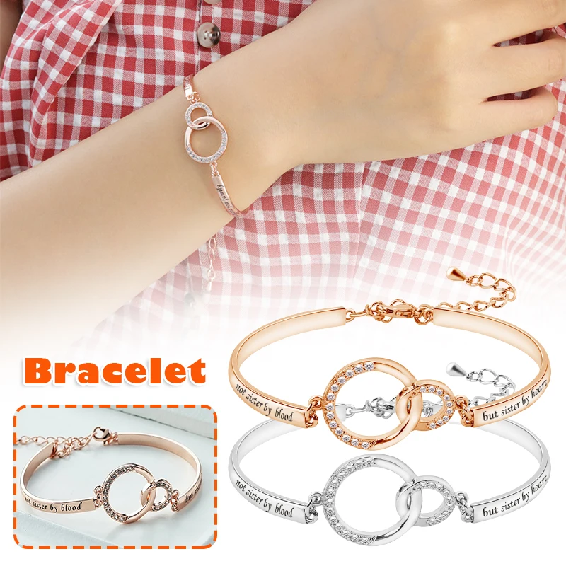 

Friendship Bracelet Gift for Best Friend Glitter Alloy Wrist Jewelry Adjustable Length for Girls Women TT@88