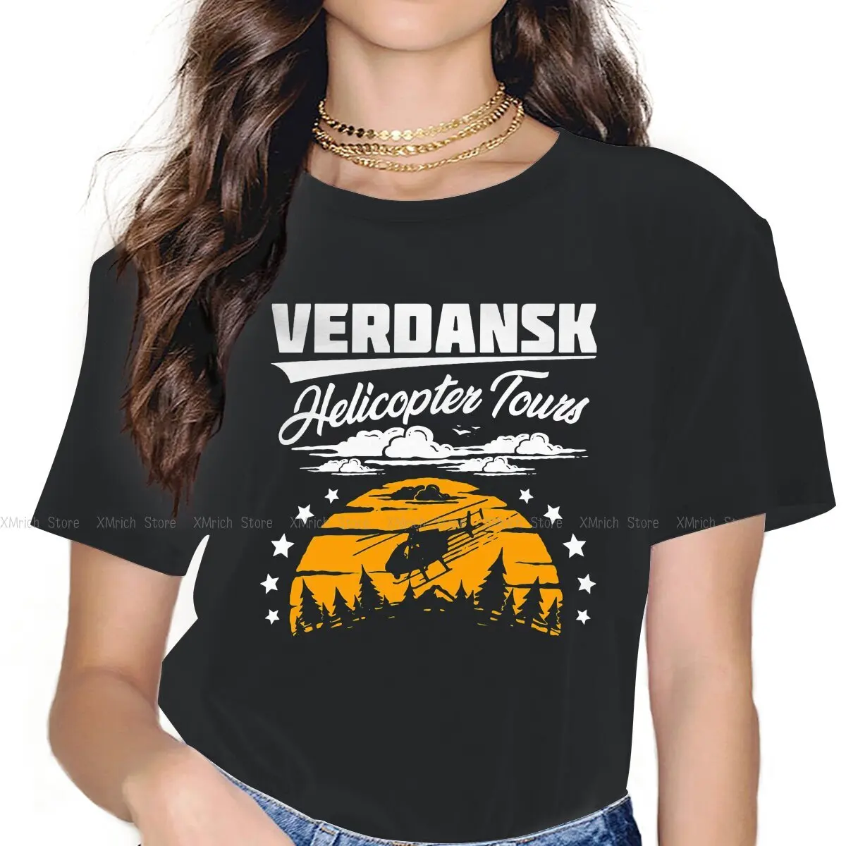 

Verdansk Helicopter Tours Feminine Shirts COD Warzone Game Oversized T-shirt Goth Vintage Female Blusas