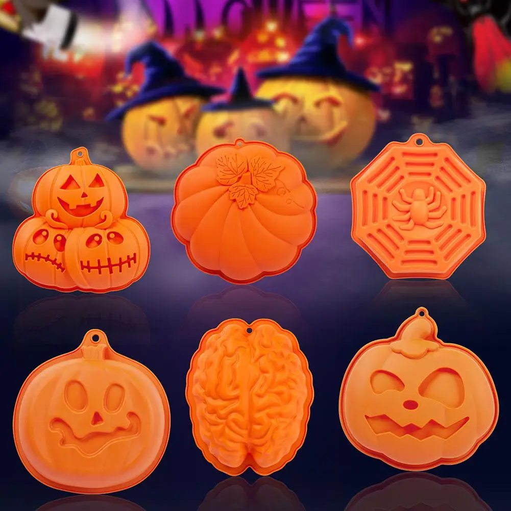 

Harvest Halloween Silicone Pumpkin Witch Ghost Silicone Chocolate Mold Fondant Ice Decor Tray Mould Cake DIY Candy T3J5