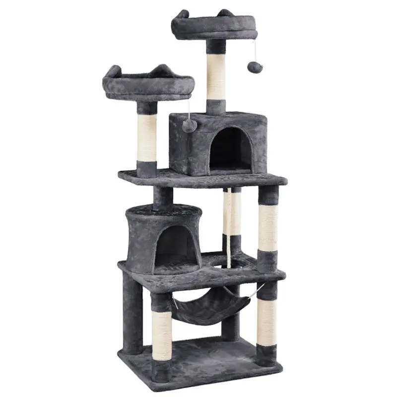 

Double Condo Cat Tree and Scratching Post Tower, Dark Gray