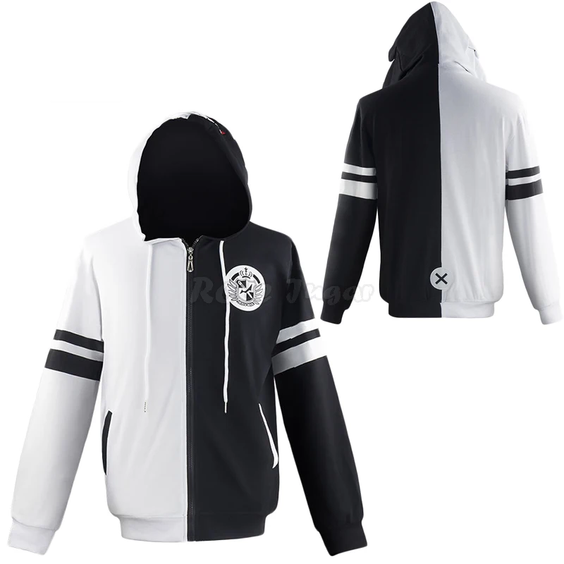 

Anime Super Danganronpa Monokuma Hoodies Cosplay Costume Men Halloween Black White Bear Zipper Hooded Jacket Coat