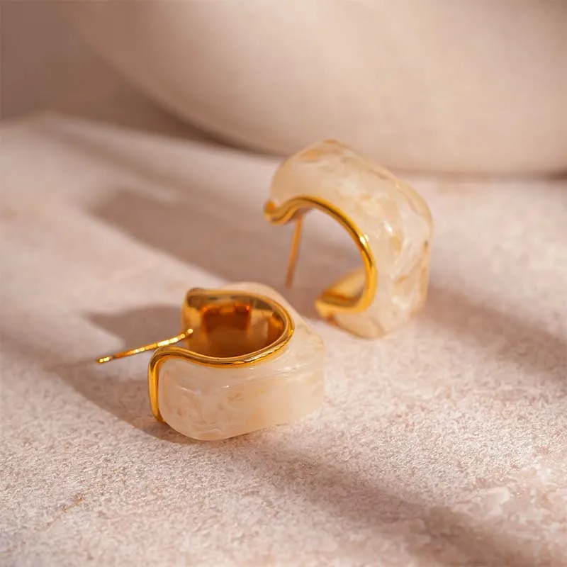 Винтажные коричневые серьги C-образной формы из смолы для женщин роскошные