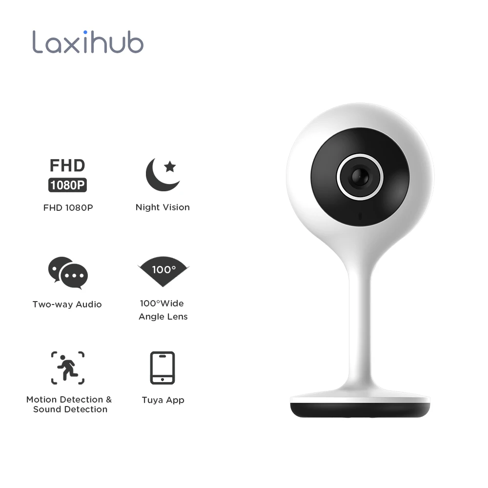 laxihub indoor ip camera wifi smart home surveillance camera baby cam monitor 720p1080p2k night vision ptz security camera free global shipping