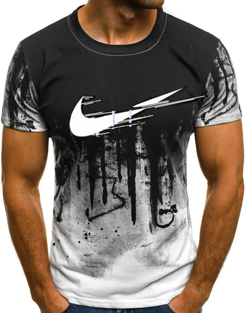 

2022 New Men's Fashion Sports Fitness Personality Printing T-shirt Men's Summer Thin Short-sleeved T-shirt