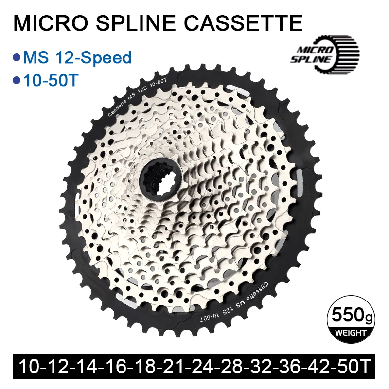 Кассета MS SUNSHINE 12 Скоростей 10-50T/52T MTB Micro Spline K7 12V Shimano M6100 118 звеньевая цепь для