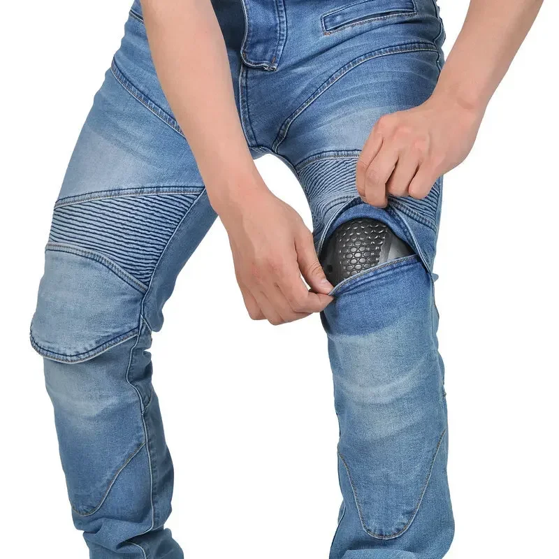 Джинсы мужские мотоциклетные всесезонные модные повседневные брюки со съемной