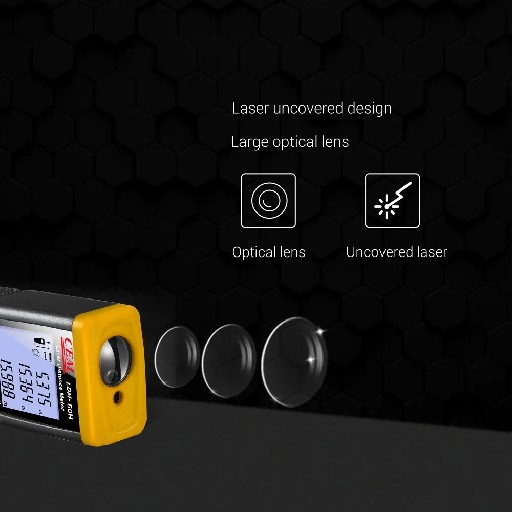 CEM LDM-50H Диапазон измерения 50 м Цифровой лазерный измеритель дистации Ручной