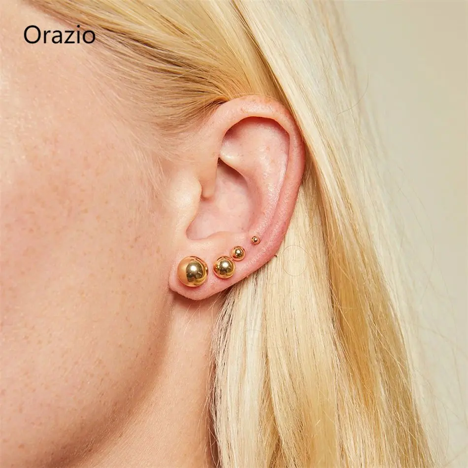 

Orazio Small Stud Earring for Women Simple Stainless Steel Diameter 3MM Ball Earrings Set Luxury Designer Jewelry Wholesale