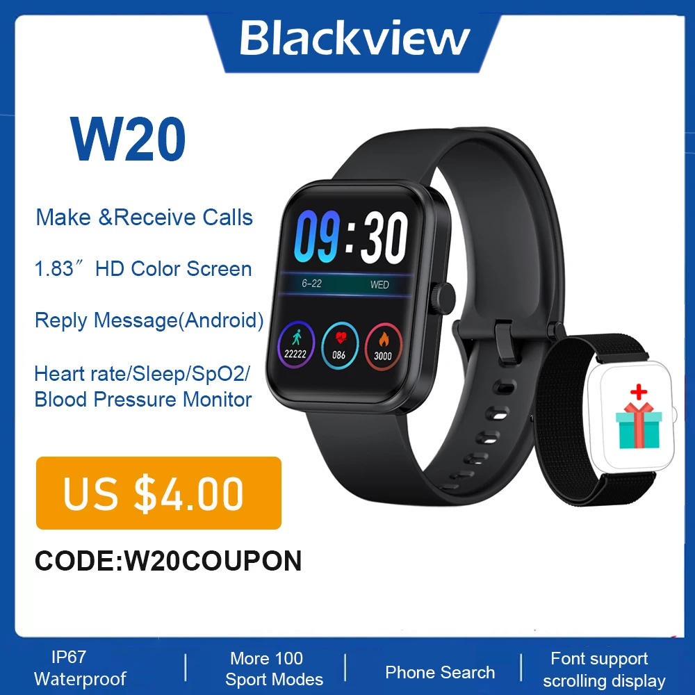 

Мужские Смарт-часы Blackview, 1,83 дюйма, с Bluetooth