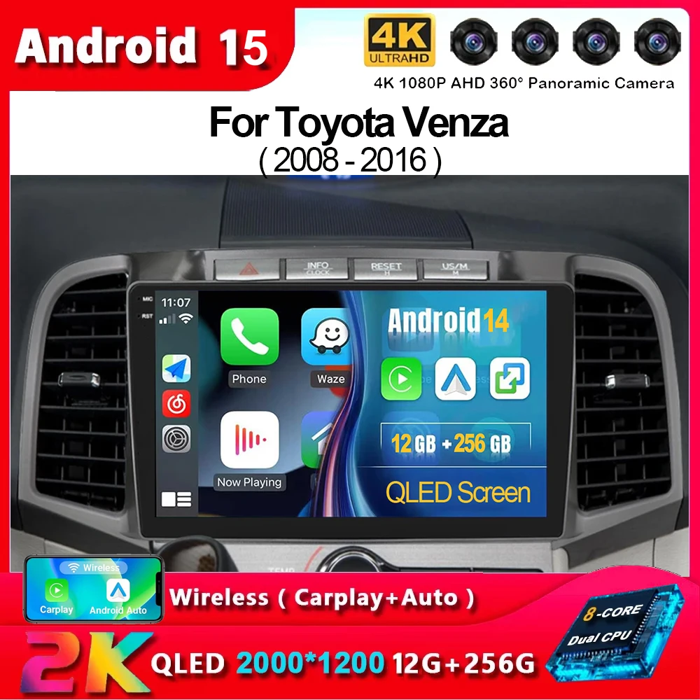 Фото Android 15 Carplay Auto WIFI + 4G для Toyota Venza 2008-2016 Автомобильный радиоприемник Мультимедийный GPS-видеоплеер Стерео 2din Головное устройство DSP Audio №1
