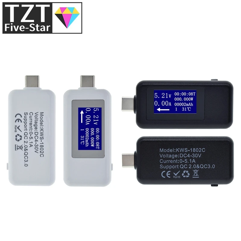 10 в 1 USB-тестер постоянного тока Type-C 4-30 измеритель напряжения таймер Амперметр