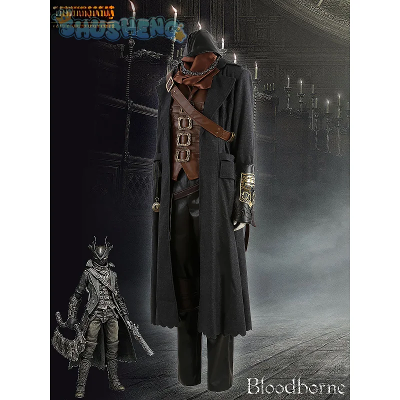 Игра Bloodborne Косплей Gehrman Hunter Костюм Шляпа Маска Шарф Карманные аксессуары