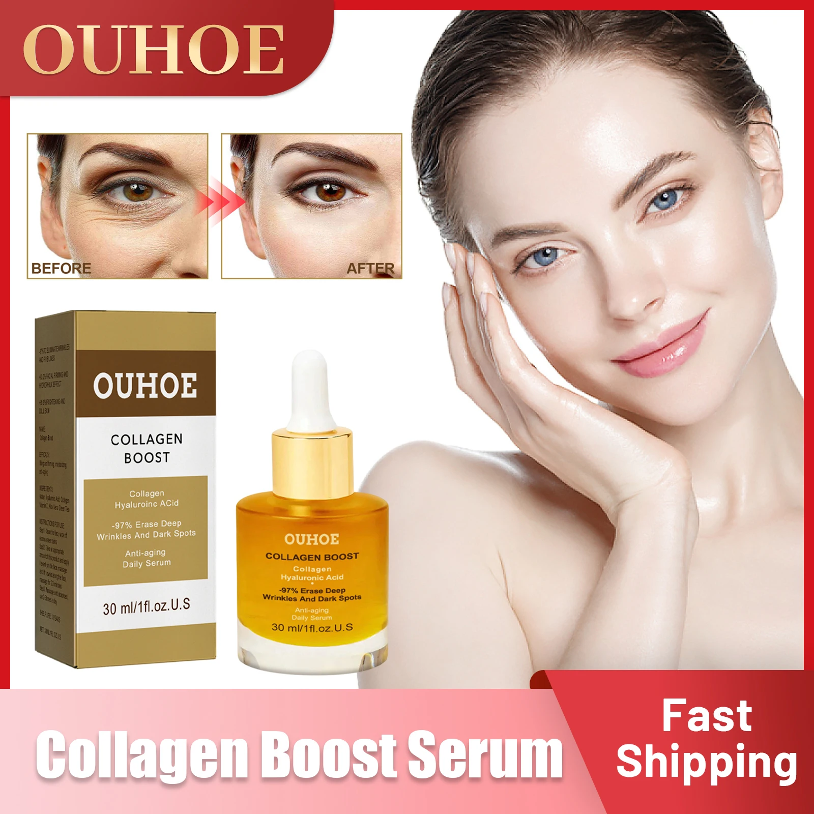 

Collagen Anti Wrinkle Serum Lifting Face Serum Lightening Fine Line Remove Dark Spots Anti Aging Essence Firming Skin Care 30ml
