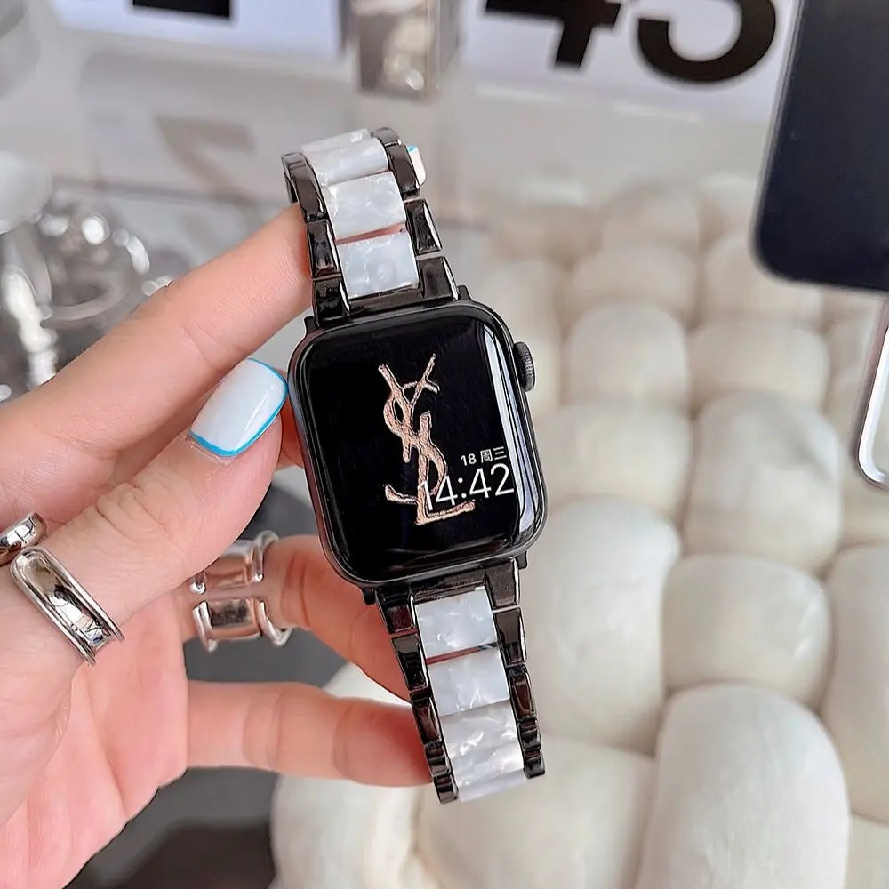 Resin strap for apple watch band 7 44mm 40mm 42mm 38mm 41 45mm correa transparent Loop watchband for iwatch 7 6 se series 5 4 3