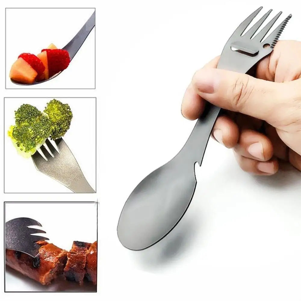 

Outdoor Titanium Tableware Stainless Steel Fork Spoon Home Travel Camping Forks Spoons Picnic Camp Cooking Supplies Tools