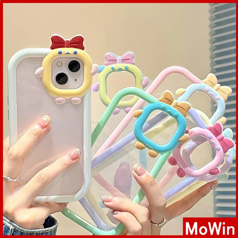 

iPhone Case Silicone Soft Clear Case Airbag Shockproof Varnish Feel Bow Cute Cartoon For iPhone 11/12/13 Pro Max 7/8Plus xr/s