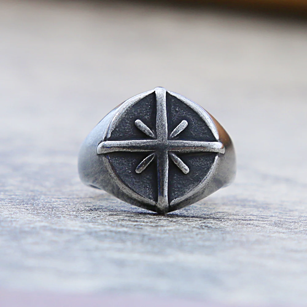 

Vintage Viking Compass Rings For Men And Women 2021 Stainless Steel Totem Signet Ring Punk Style Hip Hop Rock Gift