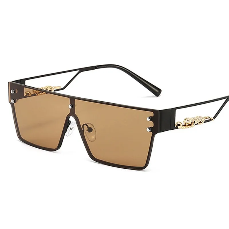 

Fashion Luxury Sunglasses For Men Vintage New Trend Gold Leopard Designer Metal Square Sun Glasses Personality Male Shades UV400