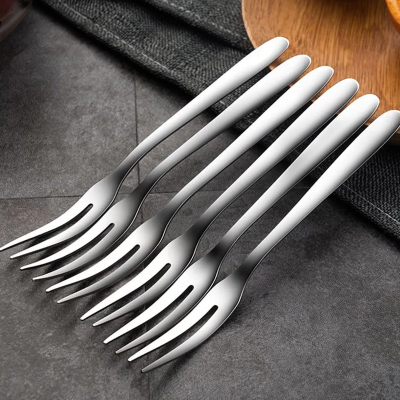 

10PCS Fruit Fork Stainless Steel Two-toothed Fork Cake Fork Western Small Fork Multifunctional Household Kitchen Accessories
