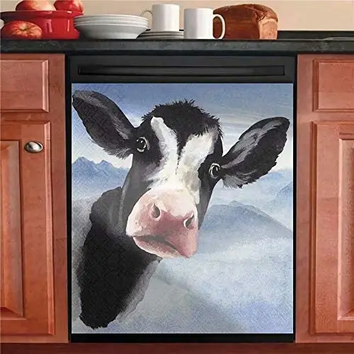 

Farm Animal Cow Dishwasher Door Cover Vinyl Magnetic Panel Decal Home Decor 23" W x 17" H