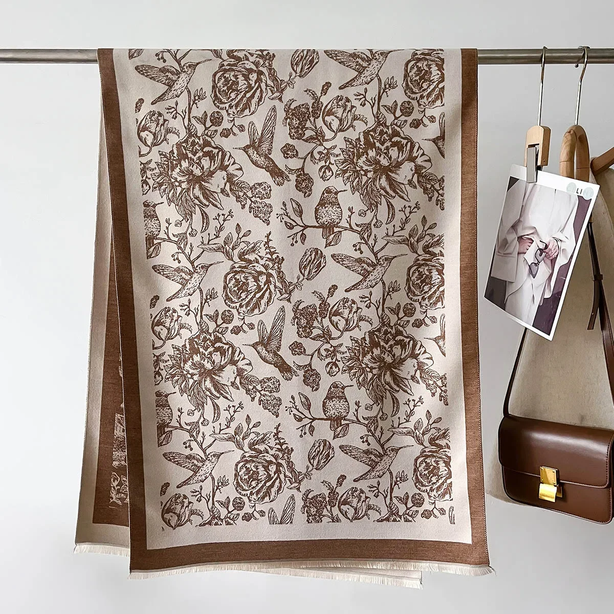 Женский Шарф Из Искусственного Кашемира С Цветочным Принтом Зима 2024 Модный