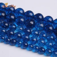4 6 8 10 12mm natural blue crackle crystal quartz beads round loose spacer beads for jewelry making diy bracelet accessories 15