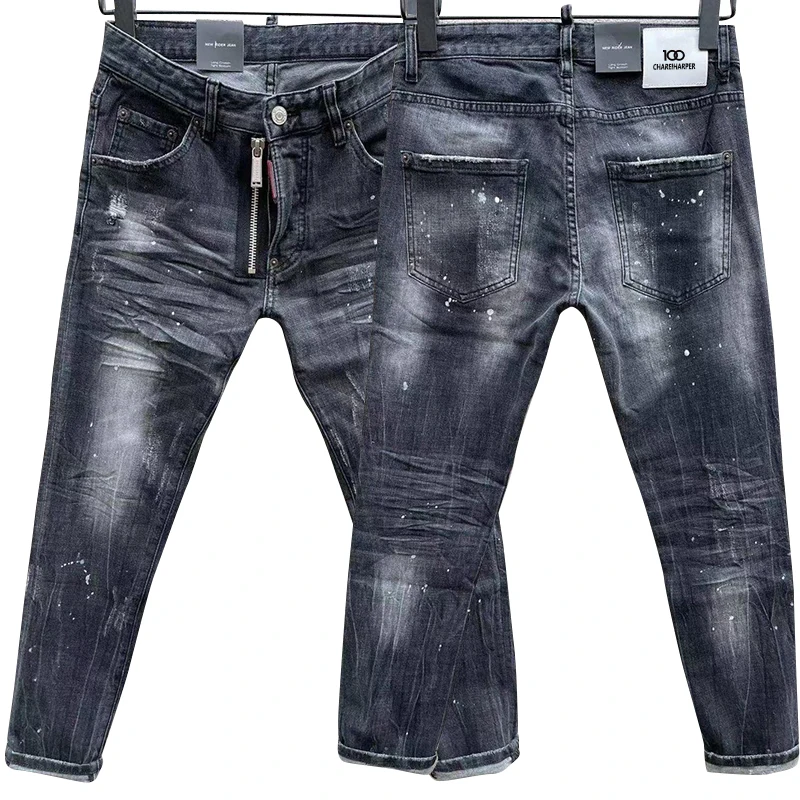 Новинка 100 930-1 тянущиеся мужские джинсы-стрейч с рисунком обтягивающие синие