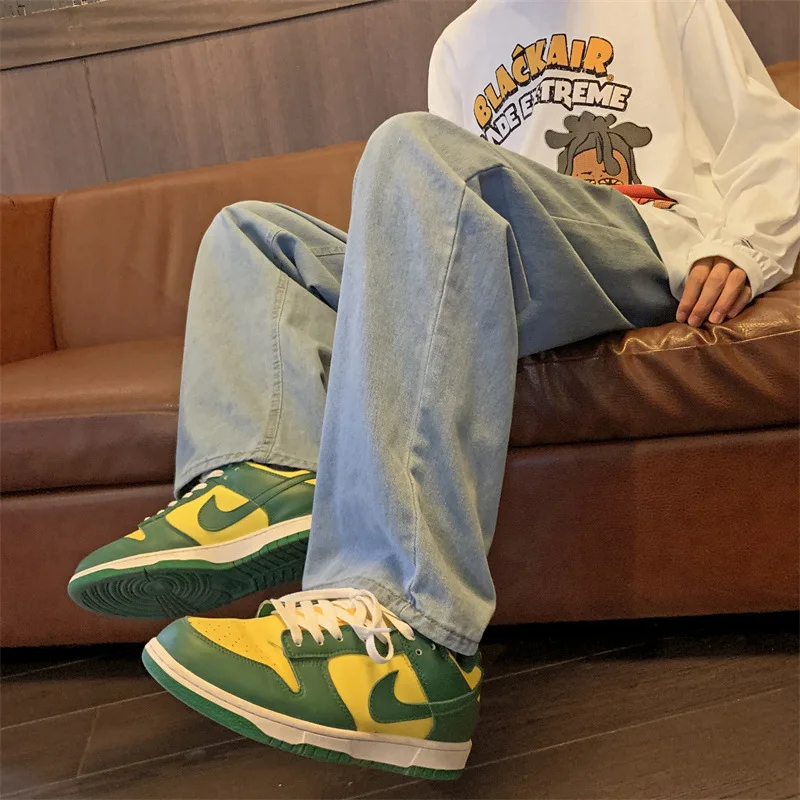 Men's Jeans Trendy Brand Retro Loose Straight Leg Trend High Street Hip Hop Wide Leg Trousers Fashion Streetwear штаны мужские