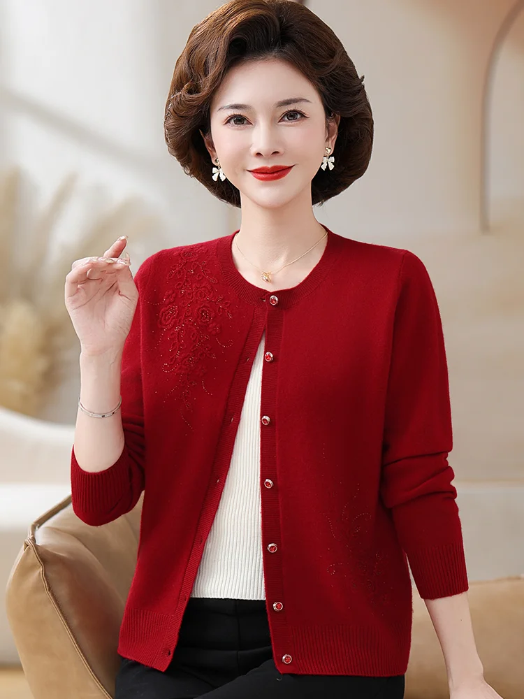 Erdos кашемировый свитер для мам среднего возраста с круглым вырезом женский