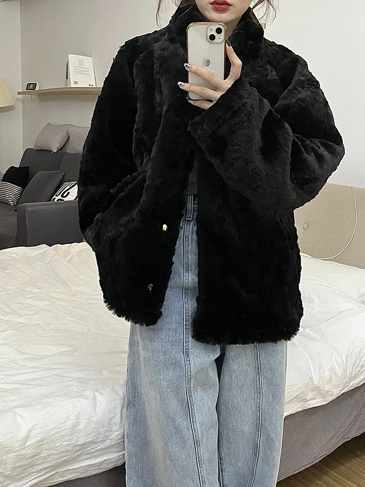 2022 New Winter Female Fashion Warm Faux Fur Coat Women Coat Casual Loose Long Sleeve Thick Soft Jackets Overcoat Tops T27