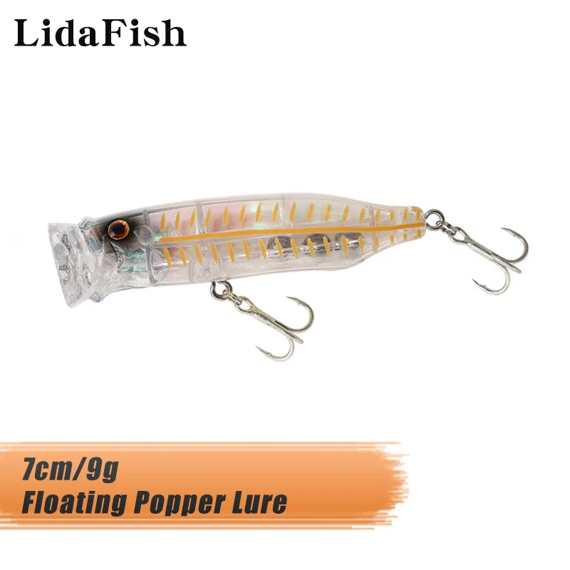 

1Pcs Hot Sale 7CM-9G Sea Bass Vibration Wobbler Popper Lure 3D Eyes Plastic Saltwater Hard Fishing Lure