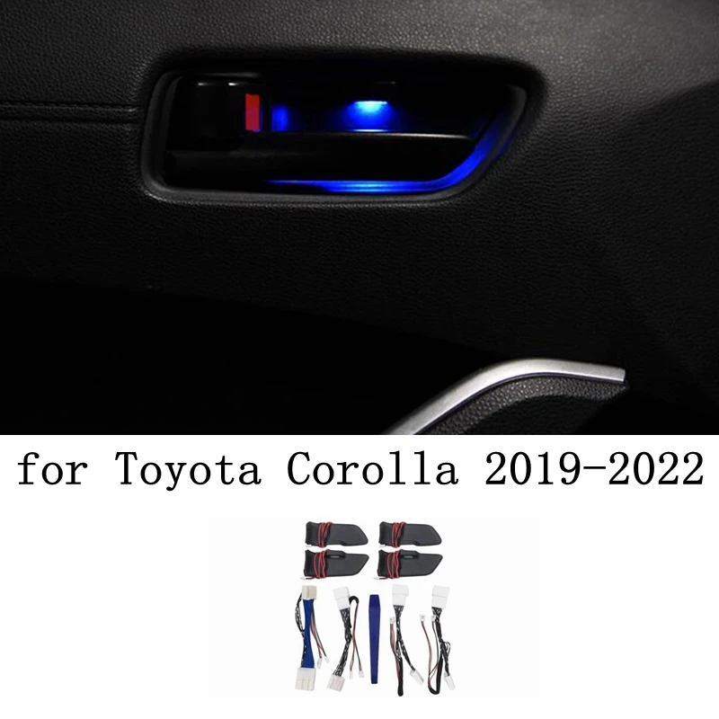 

Для Toyota Corolla 2019 2020 2021 2022, подлокотник для двери, Атмосфера женской интерьерной, женская голубая рамка для ручки дверной чаши