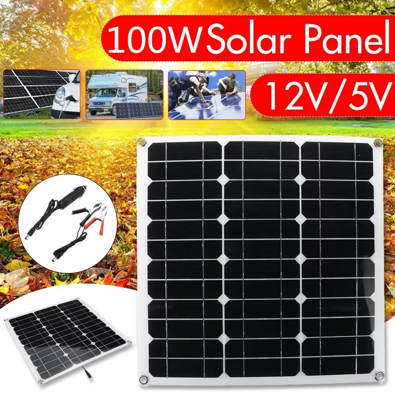

Solar Panel Kit DC 12V/5V USB Solar Cell Poly Solar Cells For Car Yacht RV Battery Charger Kit For Outdoor Battery Supply