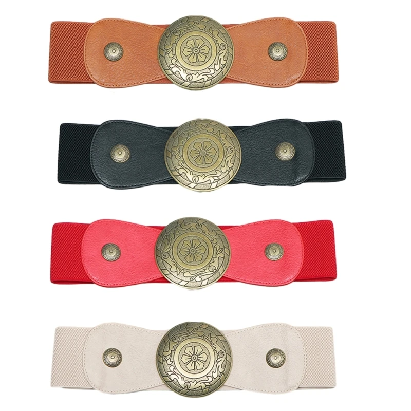 

Girls Round Buckle Belt Elastic Grommet Waist Straps for Trousers