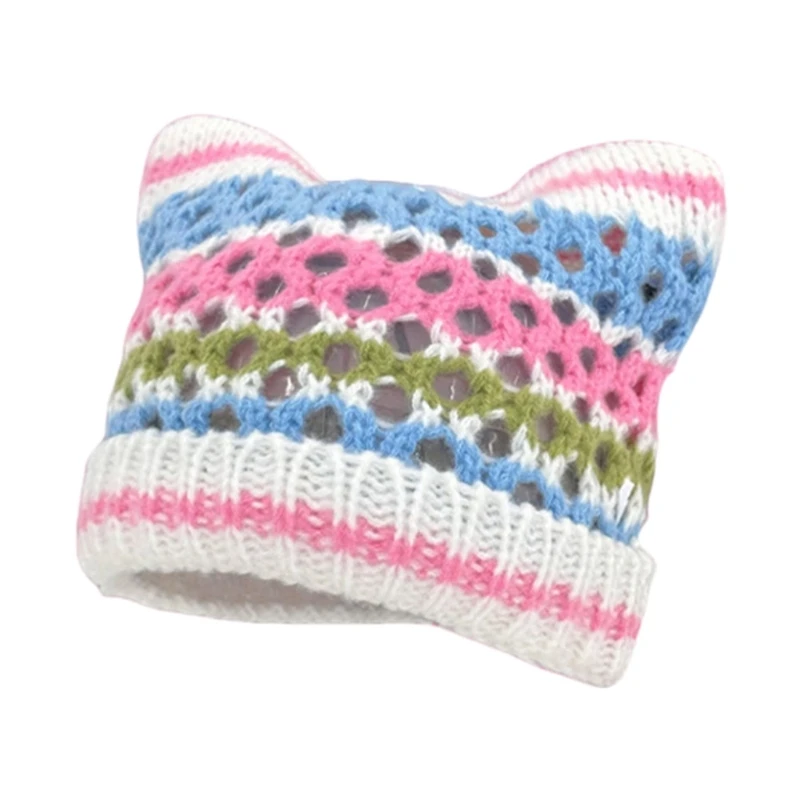 Вязаная вручную шапка для женщин модная 2000-х годов с кошачьими ушками шапки