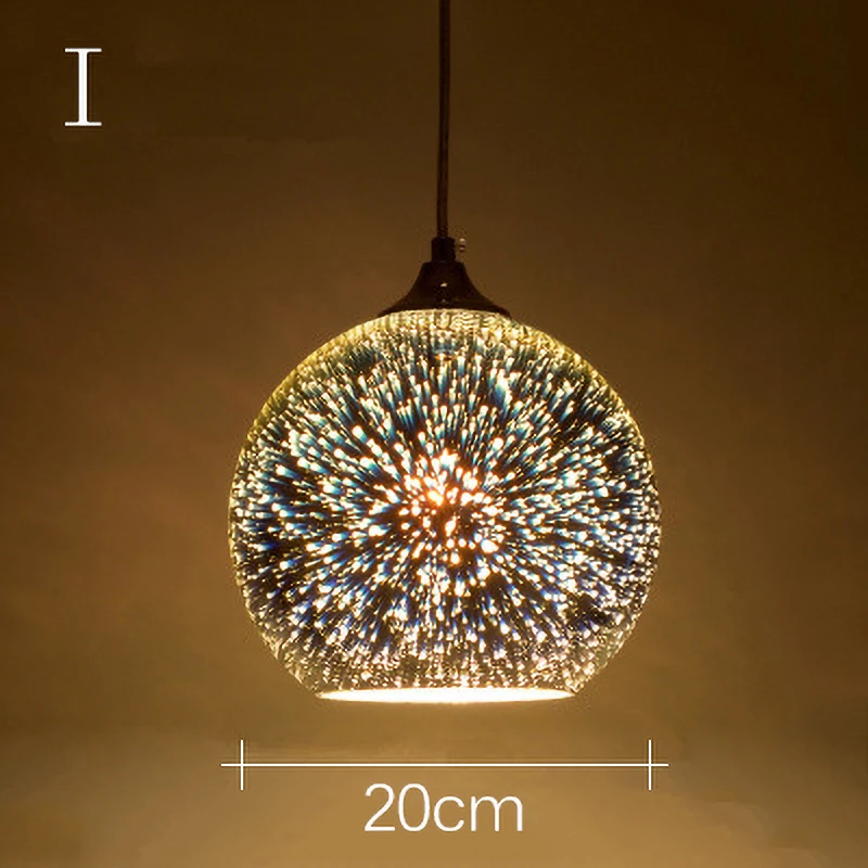 Fireworks Pendant Lights 3D Colorful Starry Sky Glass Shade Chandelier for Kitchen Restaurant Living Room E27 LED Hanging Lamp images - 6