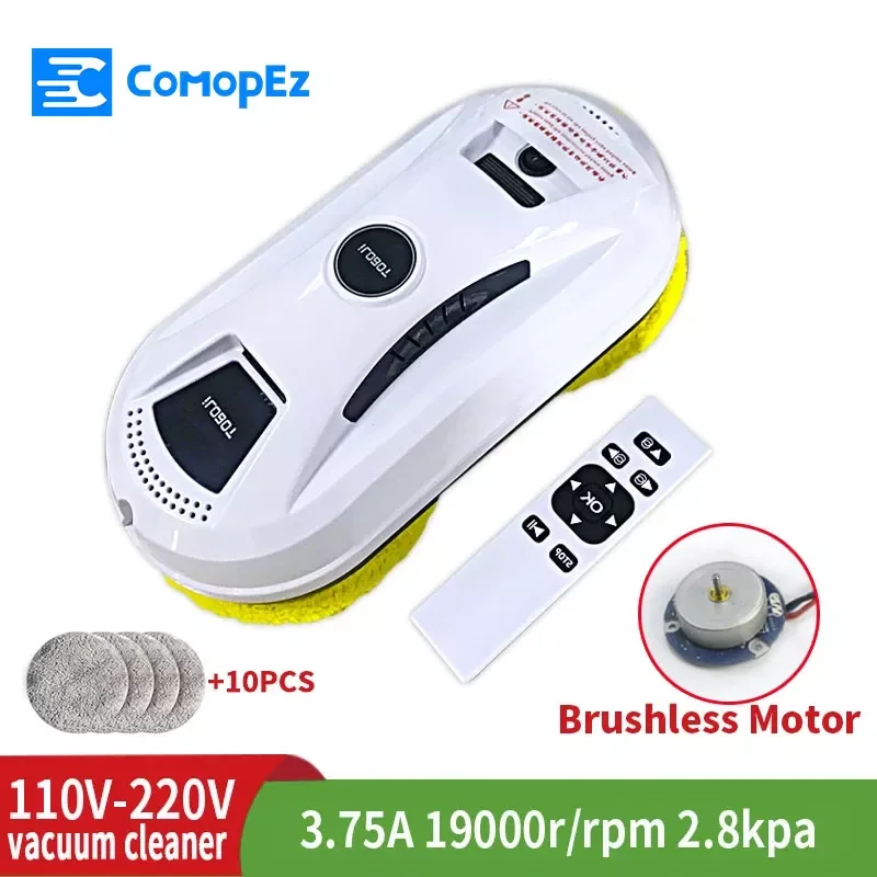 

COMOPEZ Household Window Cleaner Window Cleaner Robot Vacuum Cleaner Remote Control Automatic Glass Cleaner 10PCS Cleaning Cloth