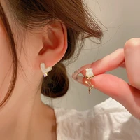 asymmetrical gold heart tulip flowers stud earrings for women shiny cz stone earrings 2022 korean fashion girl romantic jewelry