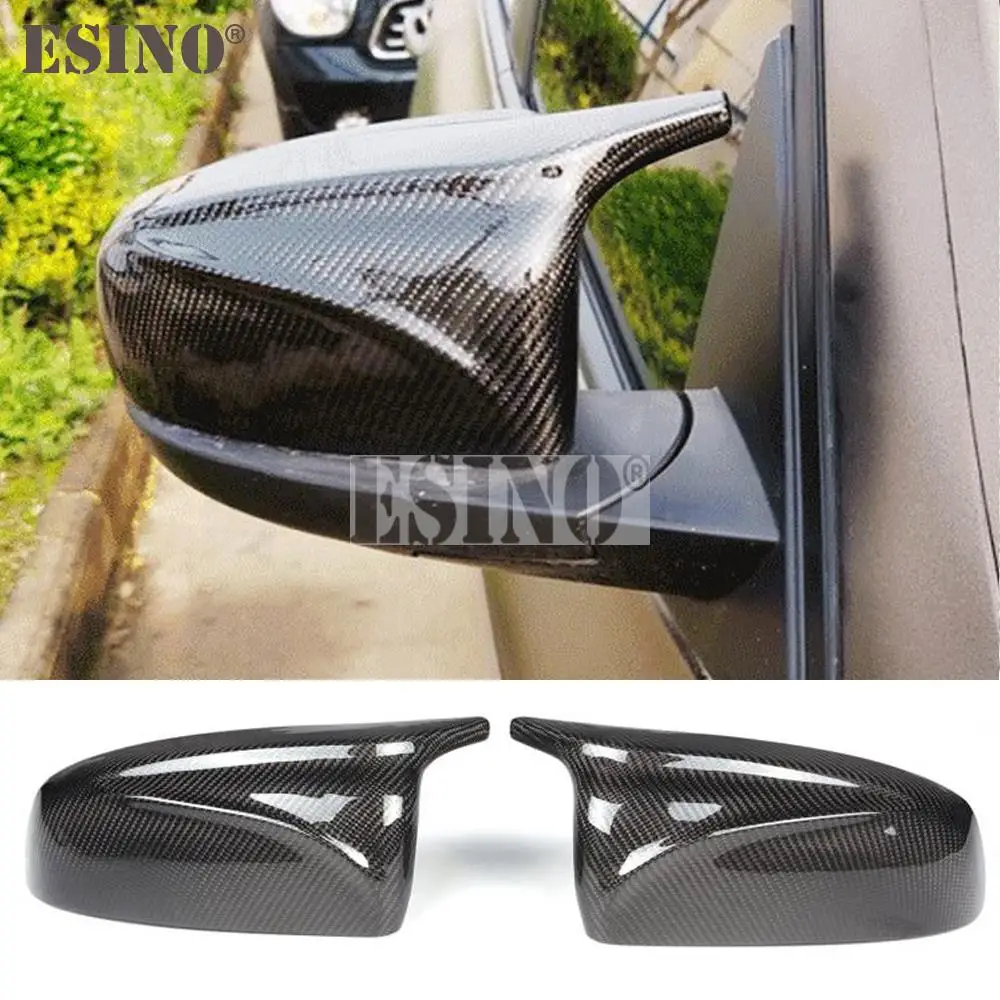 

2 x ABS Carbon Fiber Look Oxhorn Style Rearview Side Mirror Replacement Covers Cases For BMW E70 E71 X5 X6 2008 - 2013