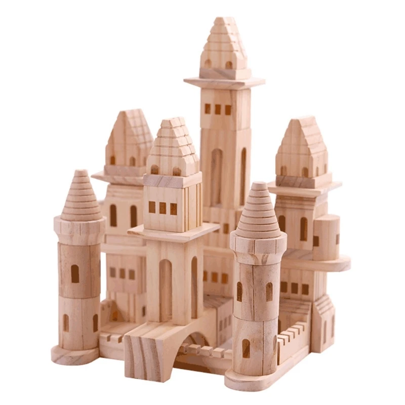 

Wood Castle Building Block Toy for Toddlers Stacking Toy Balancing Game Birthday Gift for Boy Girl 3 4 5 6 Years Old Dropship