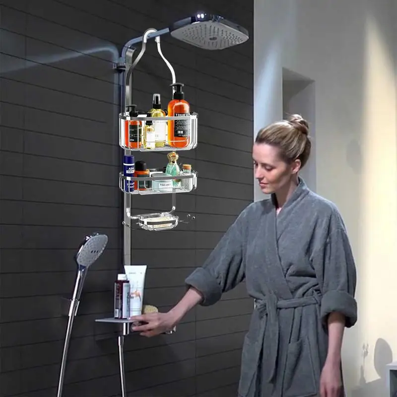 

Shower Rack Hangings Shower Caddy With Suction Cup Portable Shower Caddy Over Shower Head For Toilet Bathroom And Shower Room